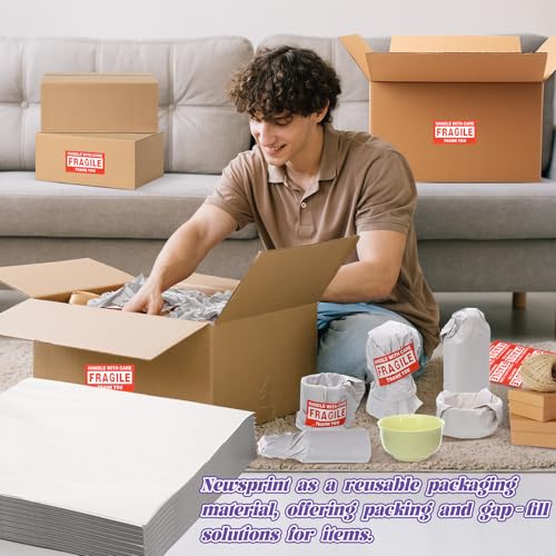 130 Pcs Moving Supplies Set, 50 Pcs 12'' x 12'' Foam Pouches & 50 Sheets 12'' x 12'' Packing Paper & 30 Pcs Fragile Stickers, Packing Foam Pouches and Newsprint Paper for Protecting Dishes Cup China - size: 130 Pcs-12x12 In