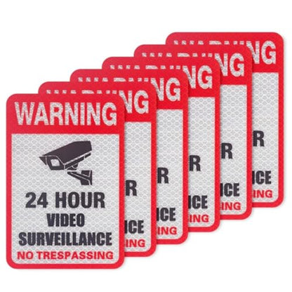 Kichwit 6 Pack Video Surveillance Sign Reflective Sticker, 5.9” x 4” - size: M