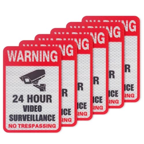 Kichwit 6 Pack Video Surveillance Sign Reflective Sticker, 5.9” x 4” - size: M