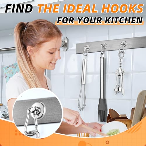 FINDMAG Magnetic Hooks, 70LBS Neodymium Magnet Hooks Heavy Duty, 6 Pack - size: 0.98in