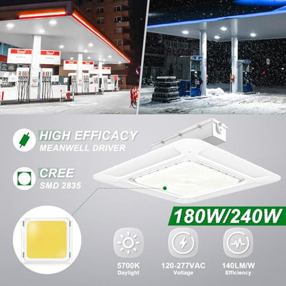 LED Gas Station Canopy Light 240W Carport Garage Lamp Fixture 5700K - color: 240W