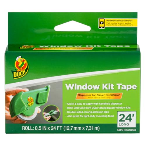 Duck Brand Window Kit Tape with Refillable Dispenser, 0.5 in x 24 Ft, Green - size: 1 Roll