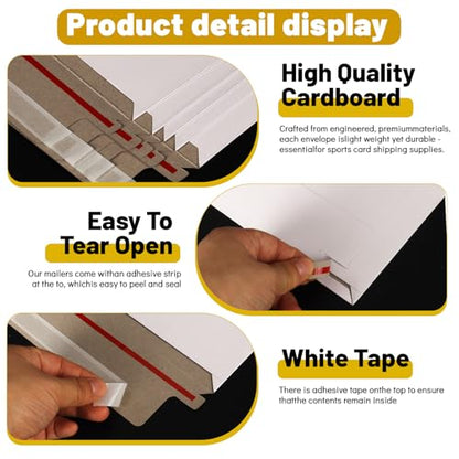 110 Pack White Trading Card Shipping Envelopes, 7x 4.35 Inch Self-Adhesive Mailer Envelopes Perfect for Semi-Rigid Sleeves, Trading Card Mailing Supplies - color: White-110 Pack