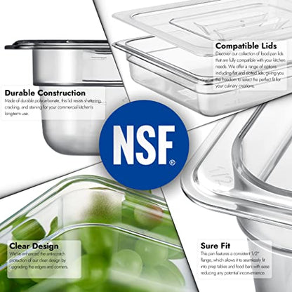 CURTA 6-Pack 1/2 Size 2.5" Deep NSF Polycarbonate Food Pans | Dishwasher & Freezer Safe Clear Container for Prep Tables, Buffet, Salad Bar, Commercial & Home Kitchen - color: 1/2 Size, size: 2-1/2" Deep