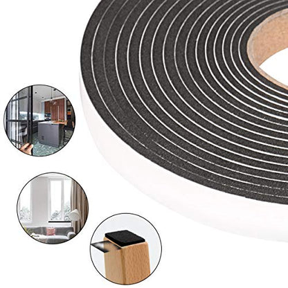 Foam Seal Tape 26 Feet Long, 1/2 Inch Wide x 1/8 Inch High Density Foam Strip Weather Stripping for Door and Window Insulation - size: 1/2"W x 1/8"T x 26FT