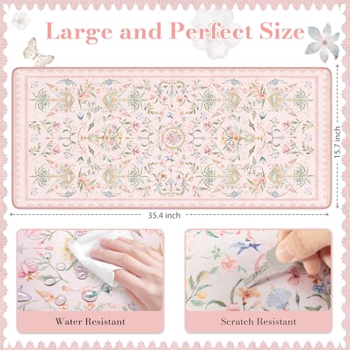 HAOCOO Pink Desk Cover Mat, 35.4" x 15.7" Computer Mat for Home Accessories - color: Blush Pink, size: 35.4" x 15.7"