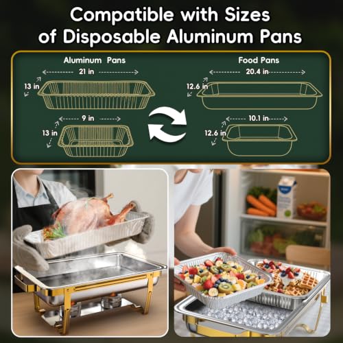 Sifer 11Qt Chafing Dishes for Buffet, Multi-Size Pans 4 Pack, Gold - color: Gold
