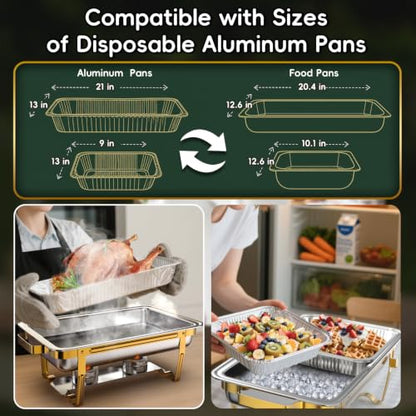 Sifer 11Qt Chafing Dishes for Buffet, Multi-Size Pans 4 Pack, Gold - color: Gold
