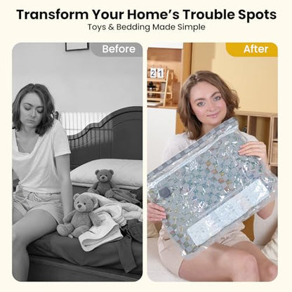 Vacuum Storage Bags with Pump, 12PCS Space Saver Bags for Clothing Travel - size: 12 Combo Travel Size