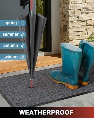 Front Door Mat Indoor Outdoor Entrance, 4' x 6' Heavy Duty Doormat Entryway - color: Dark Grey, size: 4' x 6' (Rectangular)