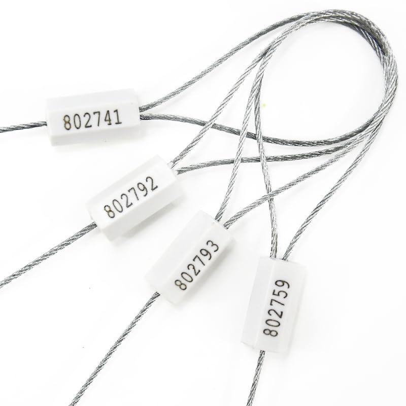 100pcs Security Marking Cable Seal Tamper Proof Steel Wire Numbered Shipping Seals Disposable Pull Tight Self-Locking Truck, Trailers, Cargo, Containers Seal Ties Straps (White, 100pcs) - color: White, size: 100pcs