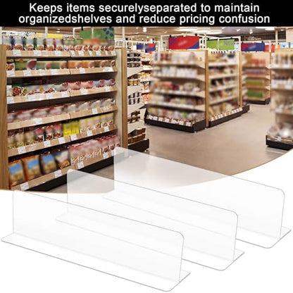 Novabright 20 Pack Shelf Dividers Closet Organizer 12" Tall x 3" Deep Acrylic Clear Plastic Shelf Free Standing Organizer Divider for Supermarket Retail Displays Pantry Closet Organization