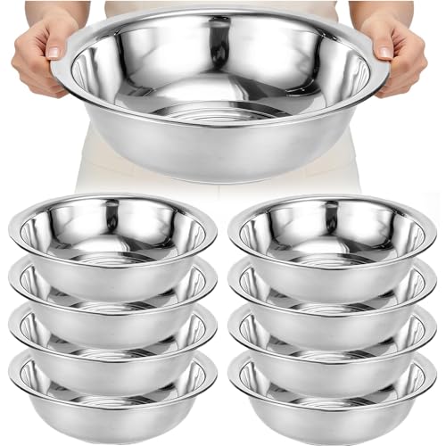8 PCS Stainless Steel Mixing Bowls 13 Inch 8 Qt Extra Large Metal Basin with Mirror Finish, Heavy-Duty Salad Dough Bowl Kitchen Prep Bowl Dishwasher Safe Dish Tub for Home & Commercial Cooking