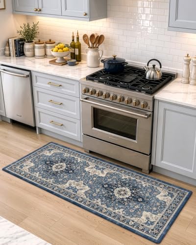 DEXI Kitchen Floor Mats Cushioned Anti Fatigue Runner Rug 23x59 Blue - color: Blue, size: 59"L x 24"W x 0.4"Th