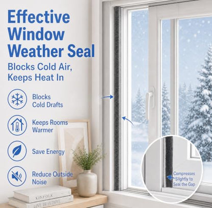 ZOMPAGO Brush Weather Stripping Door Window Seal, 0.9 in x0.4 x 32.8 FT - size: 1 Roll, 0.9 in x 0.4 in x 32.8 FT, Grey