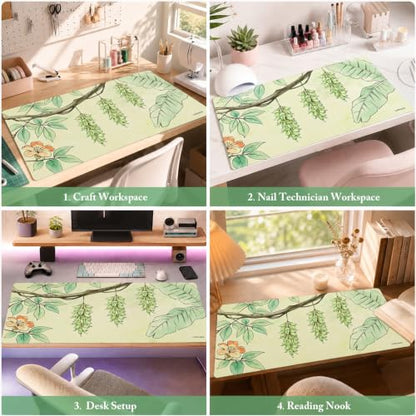Floral Desk Mat Green Botanical Mouse Pad Extended Keyboard Pad35.4 x 15.7 - color: Aida