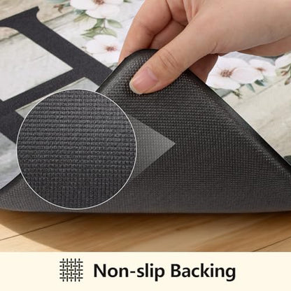 Yamaziot Anti Fatigue Kitchen Rug Set of 3, Non-Slip Cushioned Floor Mats - color: Charcoal Gray/Multi, size: 17.3"x27"+17.3"x35"+17.3"x 47"
