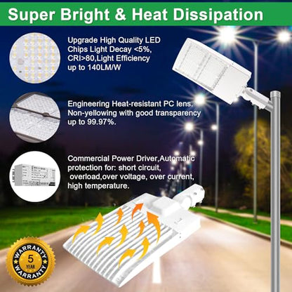 300W LED Parking Lot Light, 5000K 42000LM(140lm/w) LED Shoebox Area Light - Slip Fitter Mount, Dimmable Commercial Street Lighting, IP65 Surge Protection Built-in, AC100-277V - color: Slip Fitter Mount, size: 300W(100-277V)