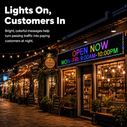 77" Programmable LED Sign, Outdoor Scrolling Message Board for Business - size: P10 77*14 INCH