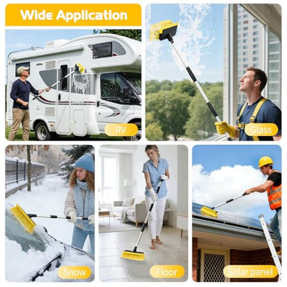 Ordenado 56" Car Wash Brush with Long Handle, Soft Bristle& Rubber Squeegee - color: Yellow