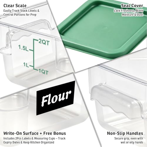 4 Pack 2QT Commercial Clear Food Storage Containers with Lid, NSF - color: Green, size: 2Qt-4 Pack