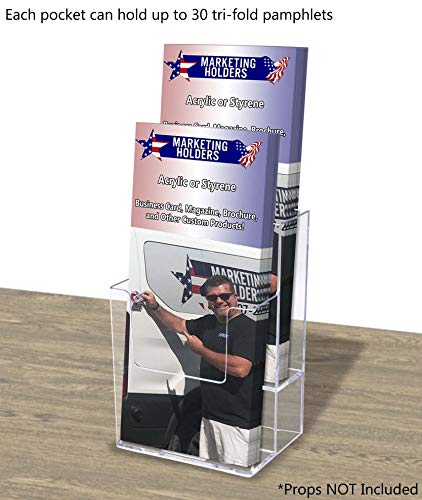 Marketing Holders 12 Pack Brochure Holder Multi Slot Rack for 4" Trifolds Maps or Menus All In One No Assembly Clear Take One Handouts Counter or Hanging Bin for Schools and Libraries - size: 4.25" Wide 2 Tier
