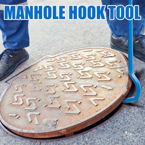 Therwen 2 Pcs 30 Inch Manhole Cover Hook Tool, 5/8" Hex Alloy Steel, Blue - color: Blue, size: 30 Inch