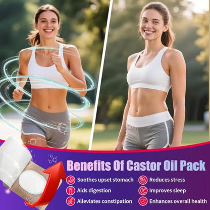 Castor Oil Pack Wrap Patch - Organic Cotton Castor Oil Belly Button Pad, Disposable Self-Adhesive Abdominal Pads, Portable Anti Leakage High Absorbent Patch for Multi-Area Use 25Pcs - size: 1 Count (Pack of 25)