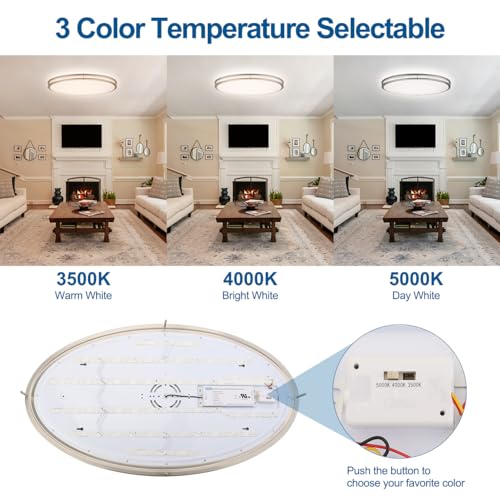 DAKASON 32 Inch Oval LED Flush Mount Ceiling Light Fixture for Kitchen 50W - color: Brushed Nickel - 1Pack