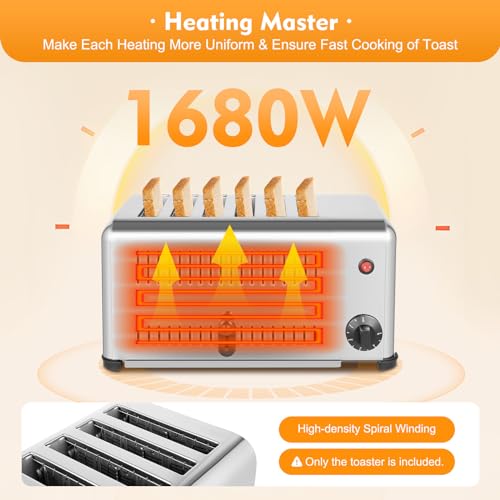 1680W Commercial Conveyor Toaster Stainless Industrial Bread Toaster 6 Slice