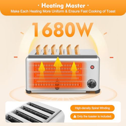 1680W Commercial Conveyor Toaster Stainless Industrial Bread Toaster 6 Slice