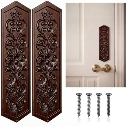 Junkin 2 Pcs Door Push Plates, Rubberwood Door Decoration, 10.24" x 2.91"