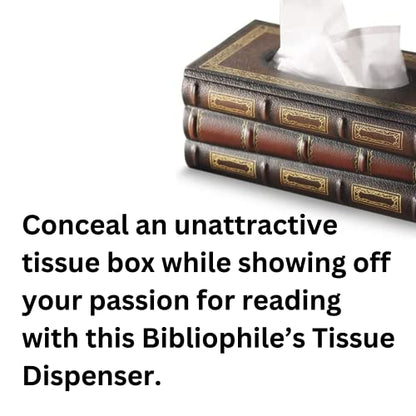 Bibliophile’s Book Tissue Dispenser | Covers Standard Box | Facial Tissues Holder | Office, Living Room, Bedroom, Bathroom