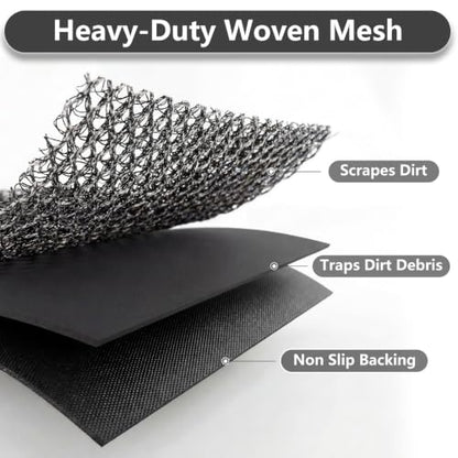 Front Door Mat Outside Entrance, Dirt Trapper Woven Mesh 31"x47" Grey - size: 31"x47"