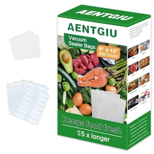 AENTGIU 300-Count Food Vacuum Sealer Bags 8x12", Fit with Most Vac Machines - size: Precut 8" x 12" Quart (300 count)