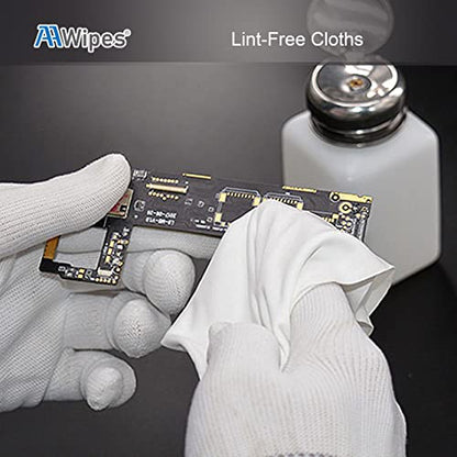AAWipes Cleanroom Polyester Wipers 4"x4" (Bag of 400 Pcs) Double Knit 100% Polyester Wipes Lint Free Cloths with Ultra-fine Filaments, Laser Sealed Edge, Class 100 Cloths, Ultra-Soft Wipes