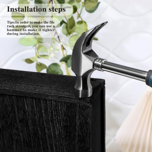 Suzile Wall Mounted Mail Organizer Wood Magazine Rack File Holder, Black