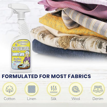 Grandma's Secret Spot Remover Laundry Spray - Chlorine, Bleach and Toxin-Free for Clothes - Fabric Stain Remover Removes Oil, Paint, Blood and Pet Stains - 16 oz & 2 oz Combo, DuoPack - size: Combo Pack, style: Spot Remover