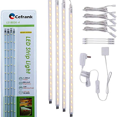 Cefrank Display Lights, 16" LED Light Bar, 4-Pack Linkable Warm White Kit - color: Warm White