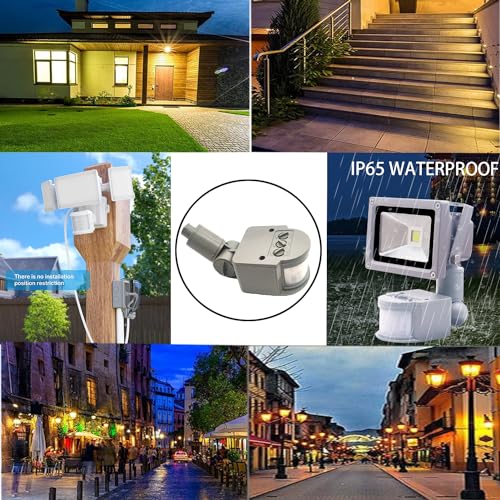 PIR Motion Detector, Passive Infrared Smart Sensor Switch, AC110-220V, Waterproof Outdoor,Human Body Sensor for LED Light, Auto Dusk to Dawn Inductor Switch (Grey) - color: GREY