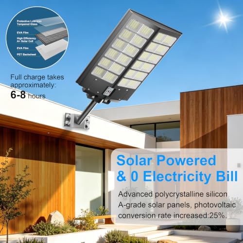 Solar Street Lights Outdoor Waterproof 9000W LED Solar Power Street Light Dusk to Dawn with Mention Sensor Flood Light Large Outdoor Solar Lights for Yard, Entryway Garage - size: L--2PCS