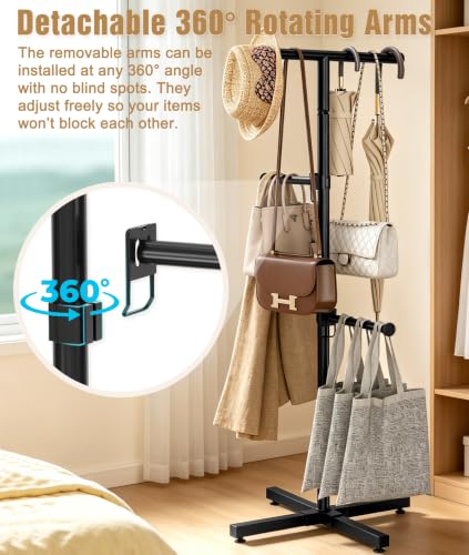 Shopping Bag Rack, 50–57" Adjustable Height Black Bag Rack Stand - color: Black