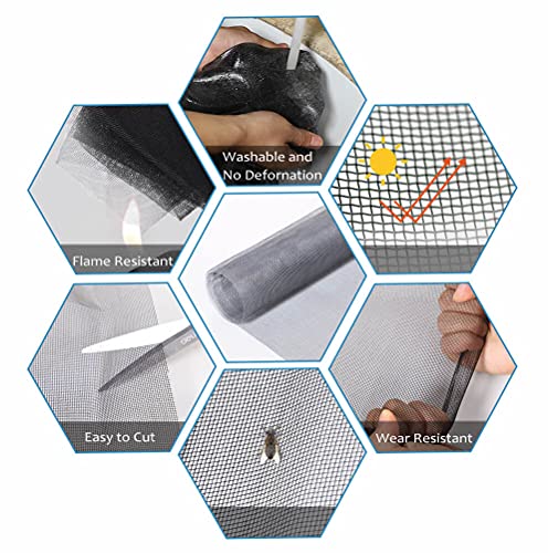 Windows Screen and Screen Door Repair Kit - 48"x118" Fiberglass Mesh Gray with Rolling Tool/Hook/Ruler/Cutter/Spline - Window Screen & Sliding Screen Door Replacement for Windows, TOOLTRIZ - color: Gray, size: 48" x 118"