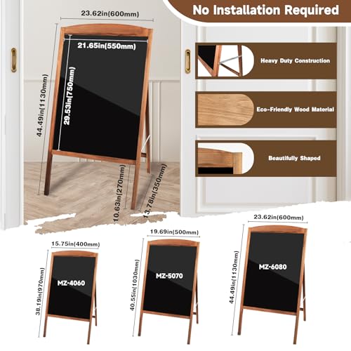 Hosim LED Message Writing Board 32"x24", Standing A-Frame Wooden Drawing Board Illuminated Erasable Neon Menu Sign, 8 Colors Markers & 16 Lighting Colors Flashing Chalkboard Restaurant Menu Board