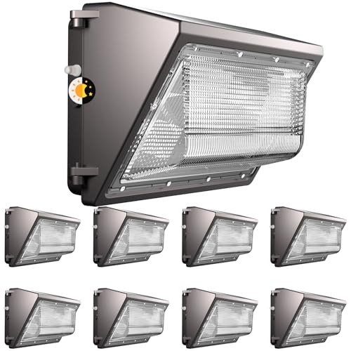 Lightdot 8 Pack 100W LED Wall Pack Lights, Wall Mount Outdoor Exterior Lighting, 100-277V, 15000LM Dusk-to-Dawn, IP65 ETL, 40ft Coverage Area, Parking Lots, Building Exteriors, Backyard/Factory - style: 100W