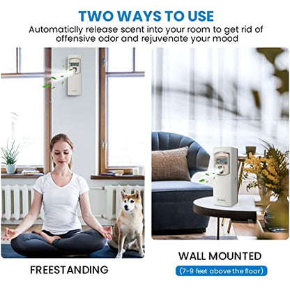 SVAVO Automatic LCD Fragrance Dispenser - Wall Mount/Free Standing ABS Auto Air Freshener Dispenser Programmable Aerosol Spray Perfume Dispenser (Grey, LCD)