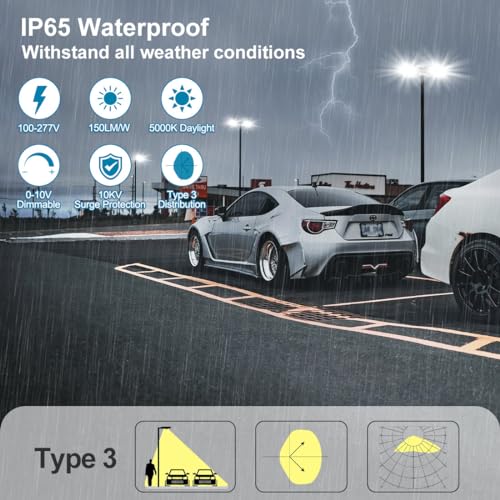 150W LED Parking Lot Light with Dusk to Dawn, 150W/100W/75W 22500LM - size: 150W-Slip Fit-1Pack