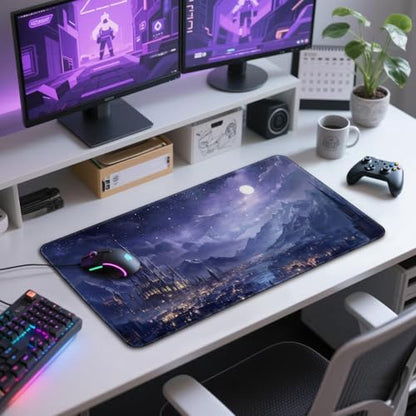 Fantasy Castle Night Large Gaming Mouse Pad Desk Mat 31.5"x15.7" - color: Fantasy Castle