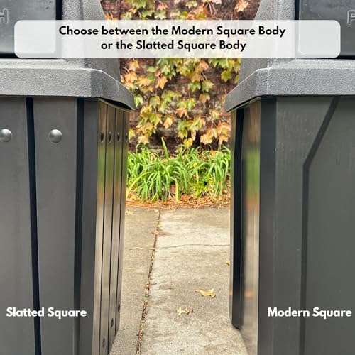 Commercial Trash Can Swing Top Lid - Outdoor Garbage Can - color: Brown Granite, size: 42 Gallon Round