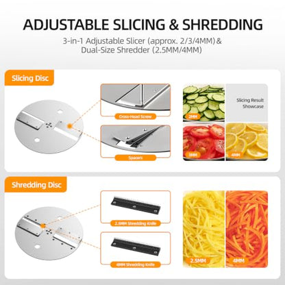 Commercial Electric Vegetable Chopper Dicer Slicer, 300W Food Prep Machine with 4.5" x 3.3" Extra-Large Chute, Stainless Steel Veggie Cutter for Dicing, Slicing, Shredding & Fry Cutting